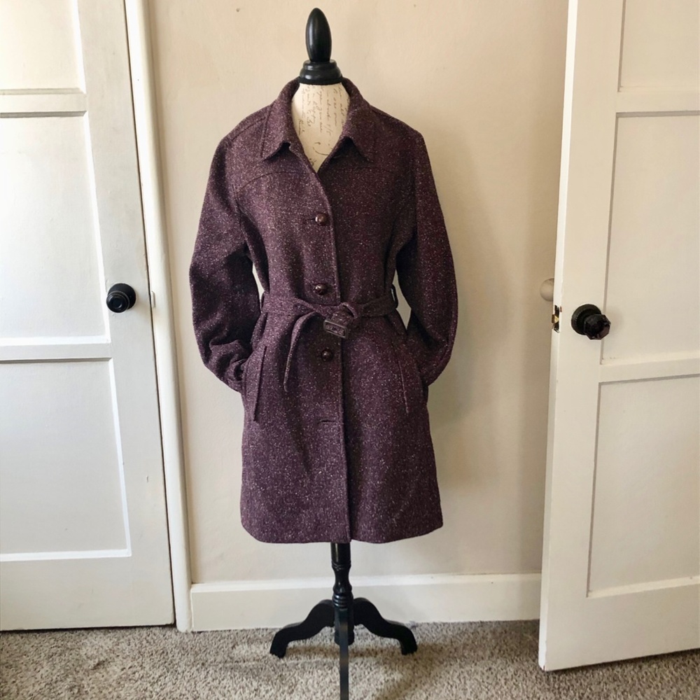 Purple Tweed L.L. Bean belted pea coat jac…